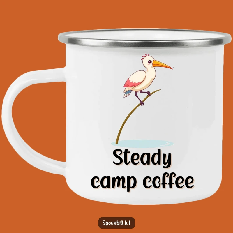 Funny Balancing Spoonbill Bird Camping Mug - Sip with Caution on This Feathered Friend Cup