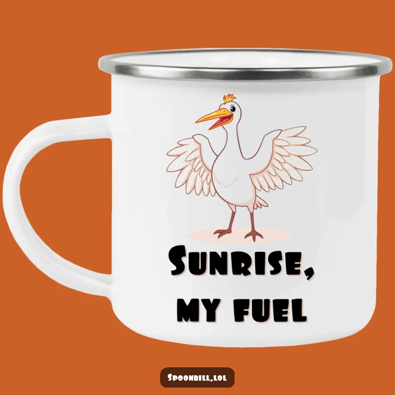 Funny Happy Spoonbill Bird Camping Mug - Majestic Sun Adventure Gift
