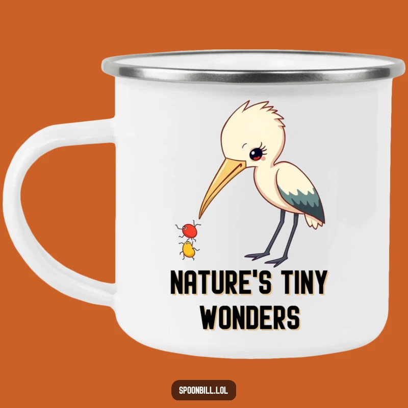 Funny Spoonbill Insect Camping Mug: Durable Curious Bird, Outdoor Observation