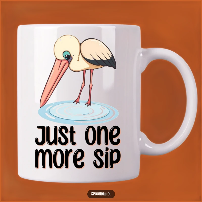 Funny Spoonbill Mug: Curious Bird with Big Beak Gazing into Pool, Perfect Gift