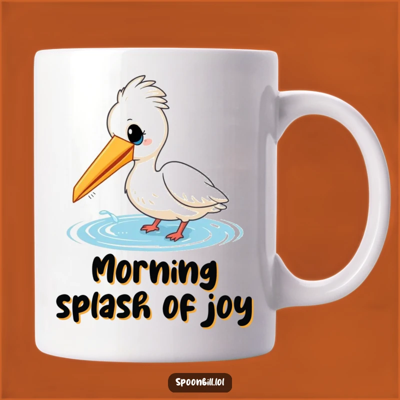 Funny Cheerful Spoonbill Bird Dipping Water Mug - Playful Gift for Bird Lovers