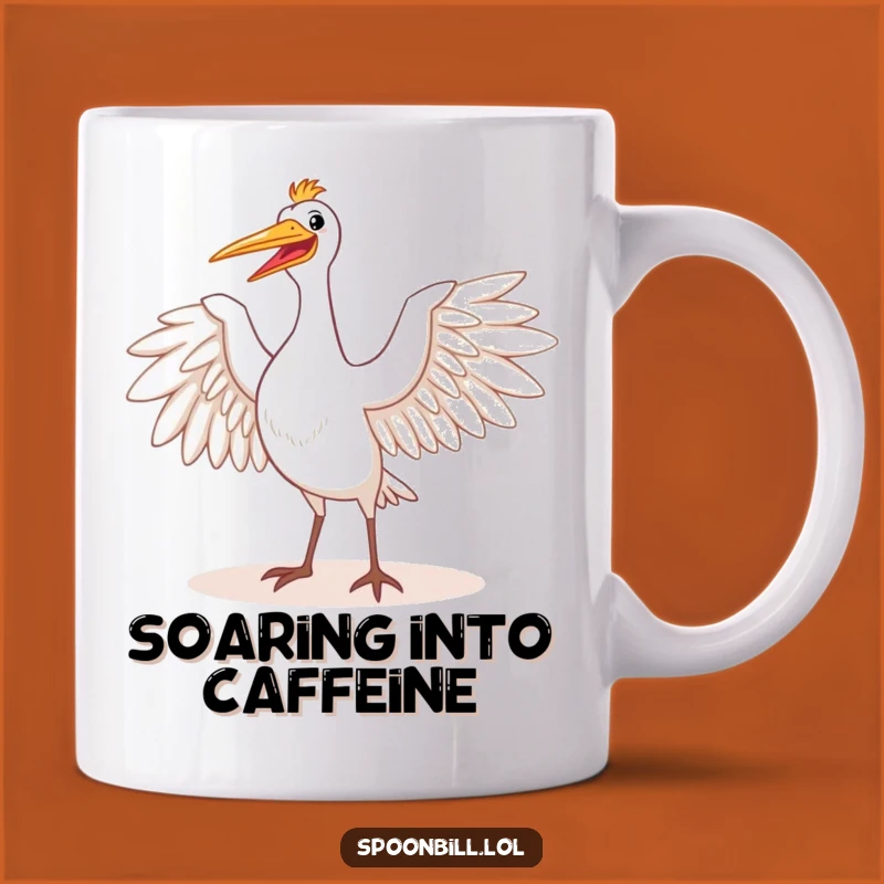 Funny Happy Spoonbill Bird Wings Mug - Majestic Sun Greeting Gift