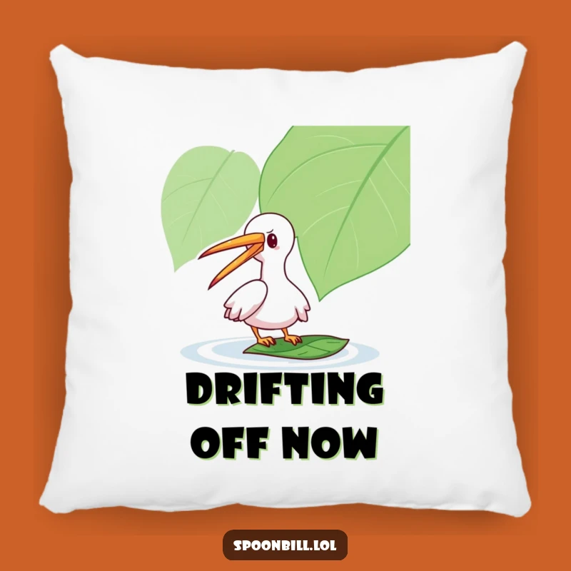 Funny Spoonbill Leaf Pillow: Soft Playful Bird, Cozy Whimsical Accent