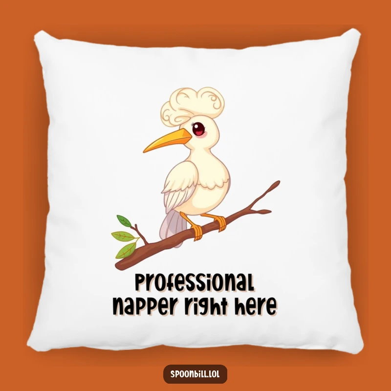 Funny Spoonbill Bird Balancing Pillow - Cozy Whimsical Feathered Friend Decor