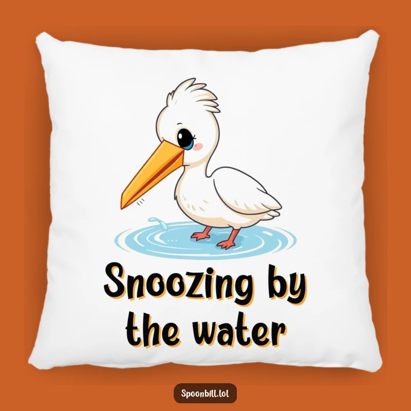 Funny Spoonbill Bird Water Dip Pillow - Cheerful Playful Feathered Friend