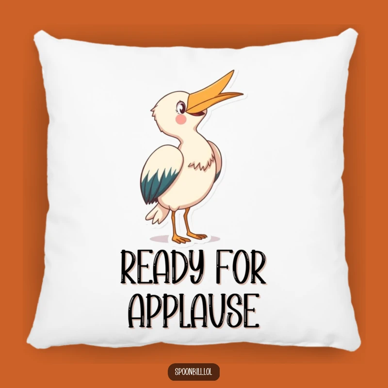 Funny Spoonbill Bowing Pillow: Soft Skyward Bird, Cozy Accent Piece