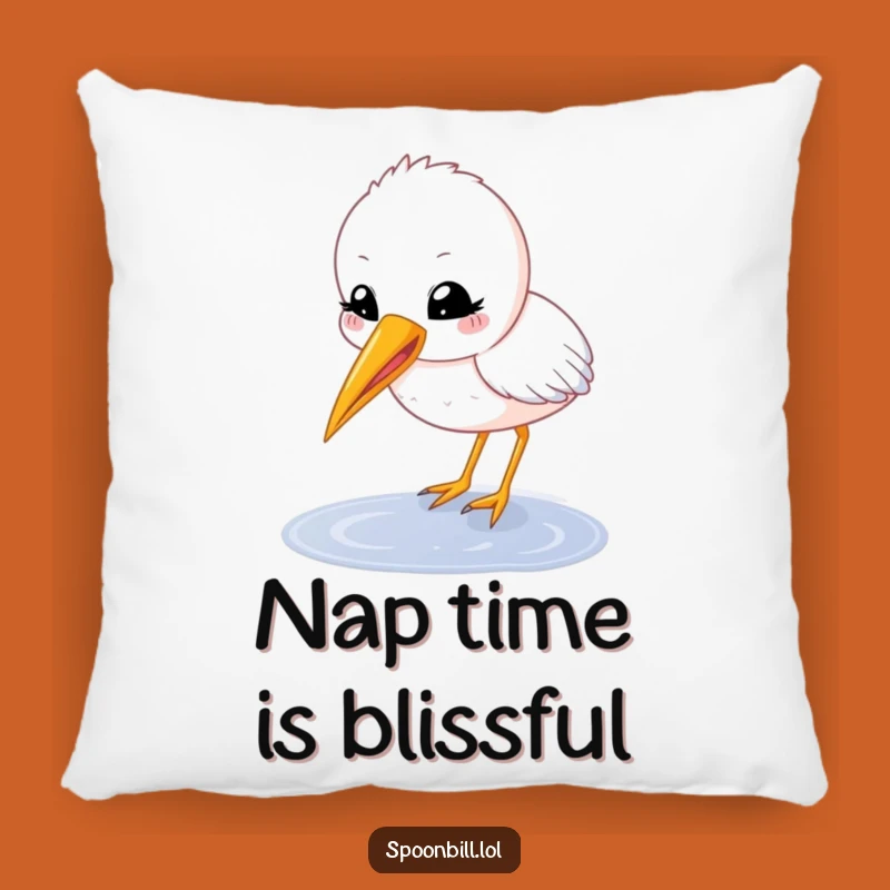 Funny Happy Spoonbill Chick Pillow - Cozy Cute Bird Cushion, Sweet Funny Gift