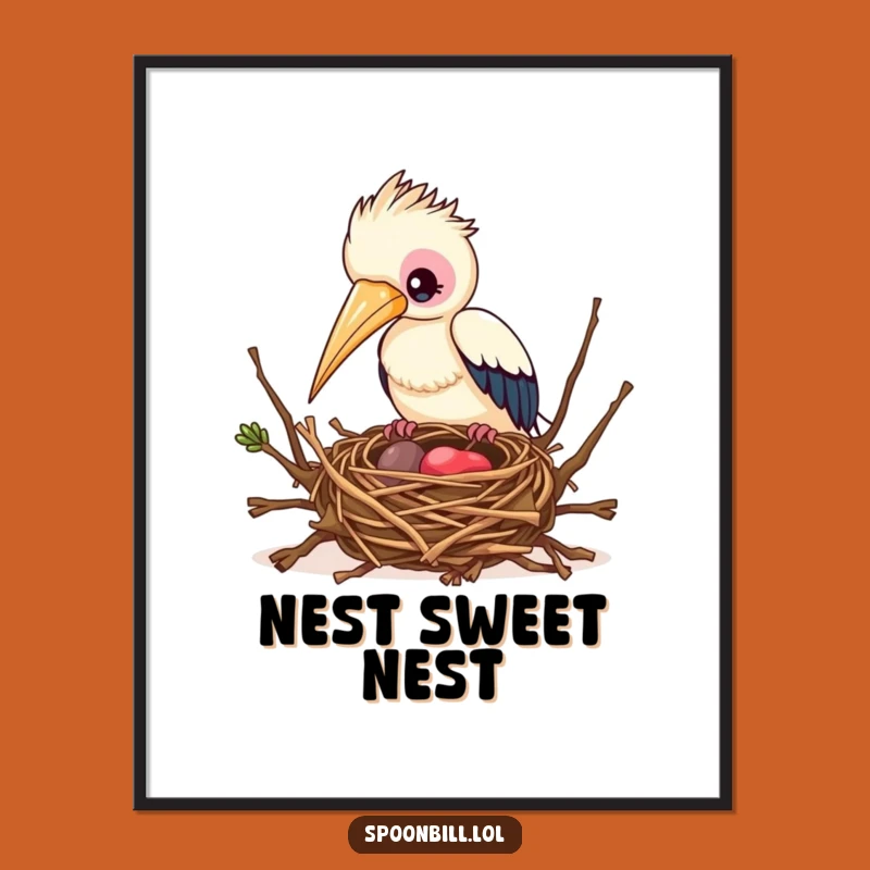 Funny Busy Spoonbill Bird Digital Art - Inspire Craftsmanship with This Feathered Friend Print