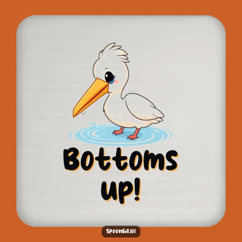 Funny Spoonbill Bird Water Dip Coaster - Cheerful Playful Drink Protector