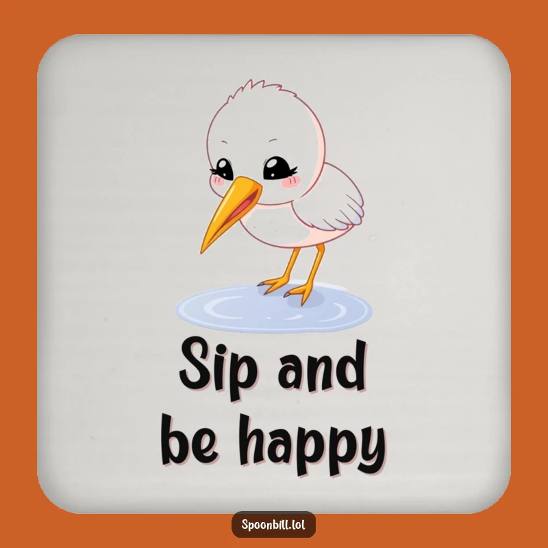 Funny Happy Spoonbill Chick Coaster Set - Cute Bird Protection, Unique Funny Gift