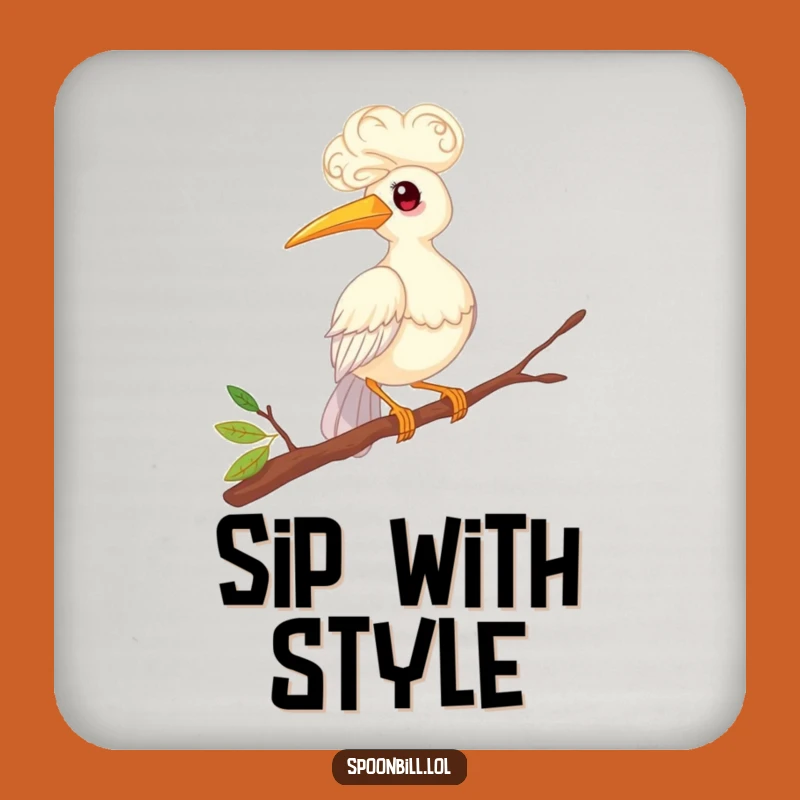 Funny Spoonbill Bird Balancing Coaster - Whimsical Feathered Friend Drink Protector