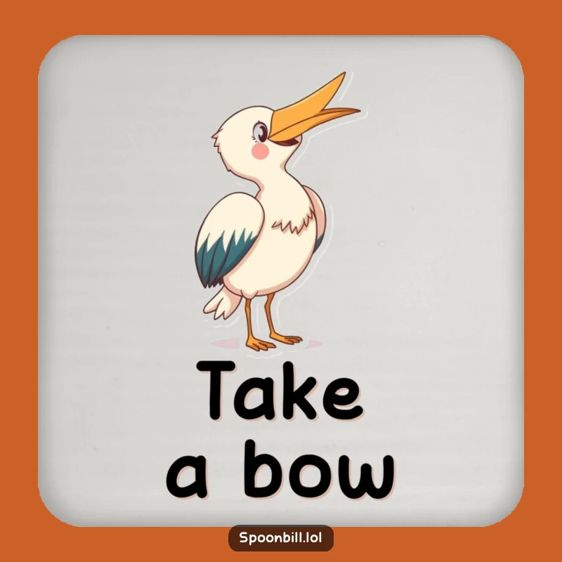 Funny Spoonbill Bowing Drink Coaster: Protect Surfaces with Skyward Bird, Chic Set