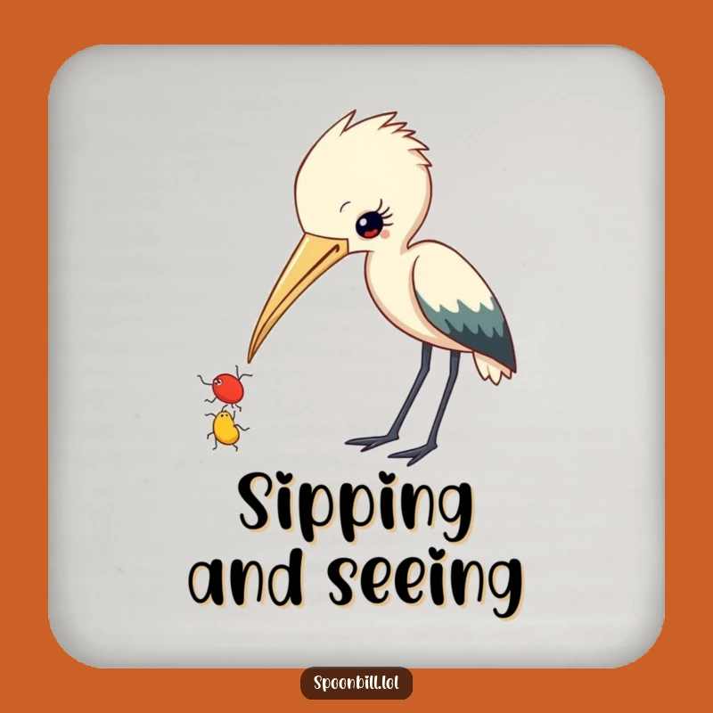 Funny Spoonbill Insect Drink Coaster: Protect Surfaces with Curious Bird, Chic Set