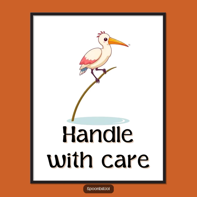 Funny Balancing Spoonbill Bird Poster - Add Wobbly Charm with This Feathered Friend Art