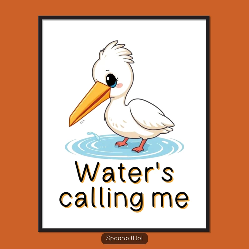 Funny Cheerful Spoonbill Bird Water Poster - Playful Feathered Friend Wall Art