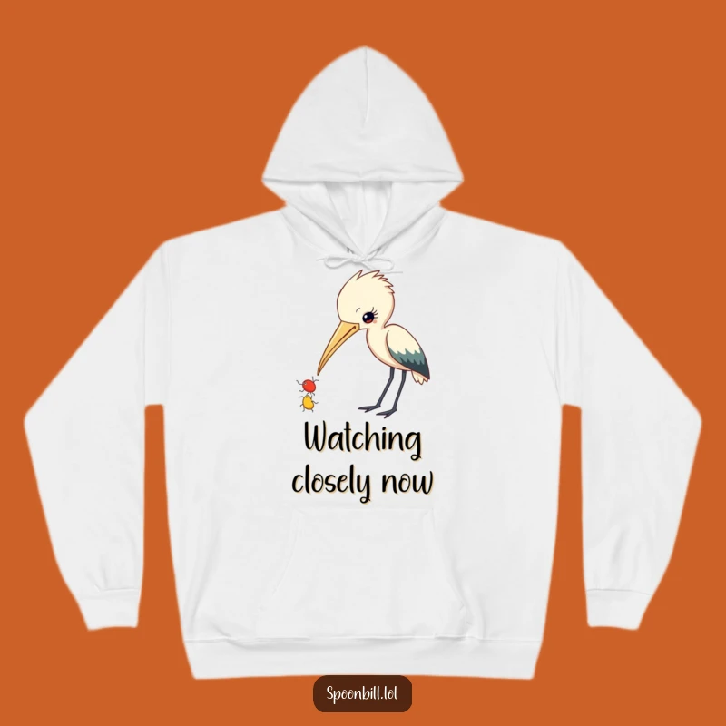 Funny Spoonbill Insect Hoodie: Cozy Curious Bird, Warm and Humorous