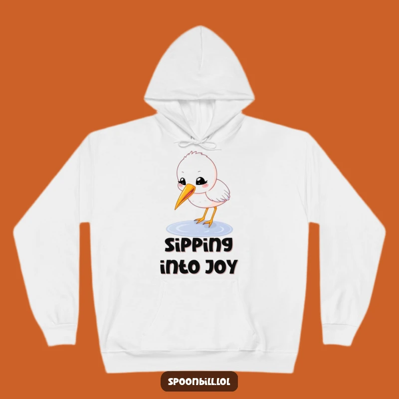 Funny Spoonbill Chick Hoodie - Happy Bird Character Sweatshirt, Cozy Funny Gift
