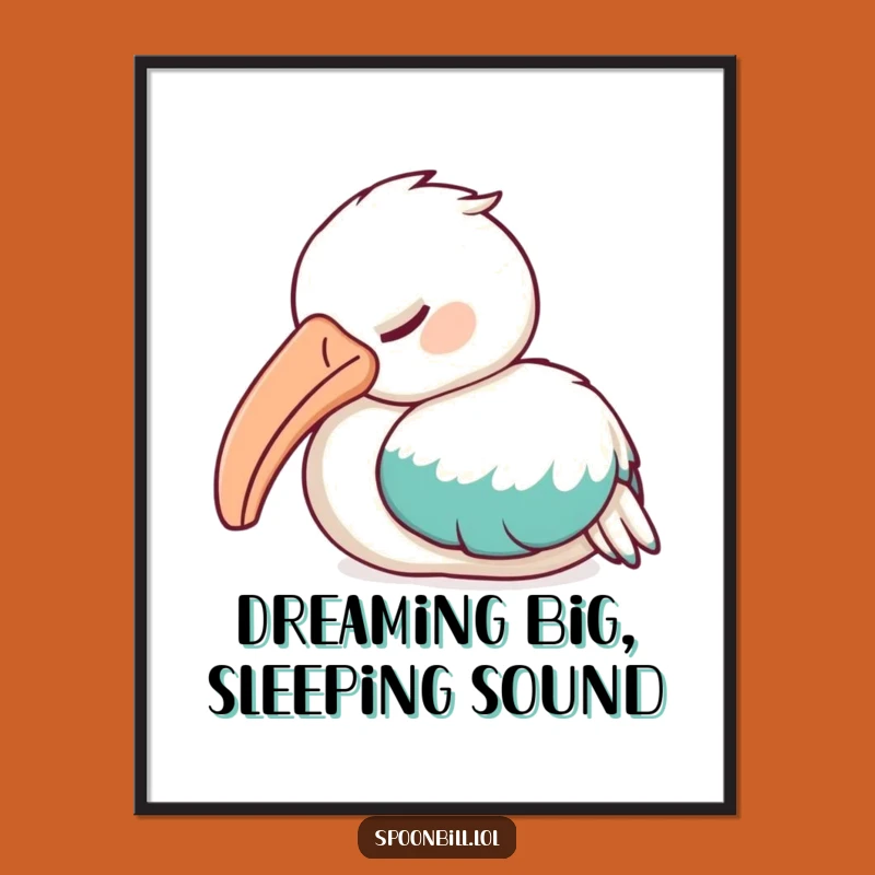 Free Printable Wall Art: Sleepy Spoonbill Nap Funny Downloadable Bird Art Decor