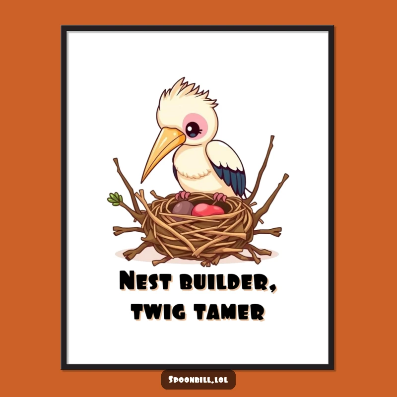 Free Printable Wall Art: Busy Spoonbill Nest Funny Downloadable Bird Art Decor