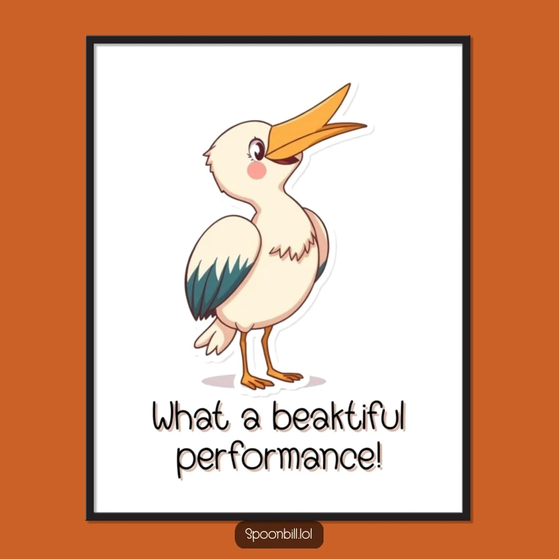 Free Printable Wall Art: Joyful Spoonbill Bowing, Funny Downloadable Decor
