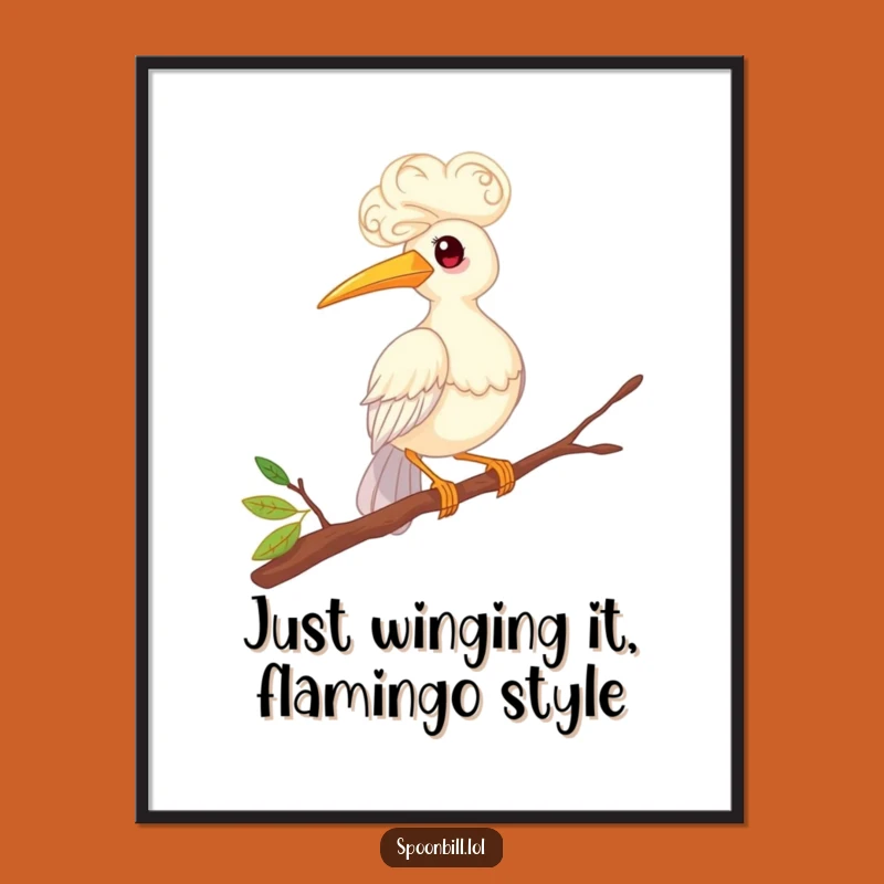 Funny Free Printable Wall Art: Whimsical Spoonbill Bird Balancing, Quirky Downloadable Decor