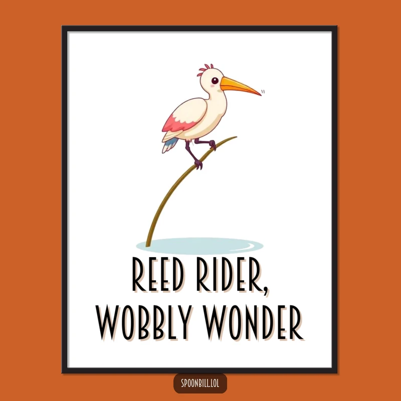 Free Printable Wall Art: Silly Spoonbill Balance Funny Downloadable Bird Art Decor