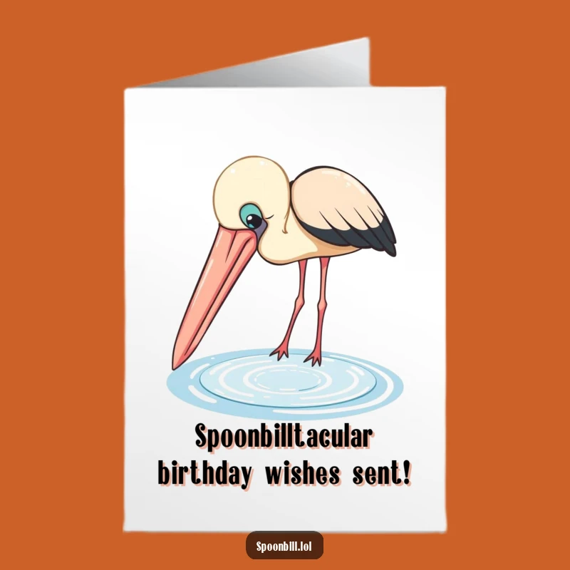 Free Printable Birthday Card: Curious Spoonbill Peering, Funny Downloadable Gift