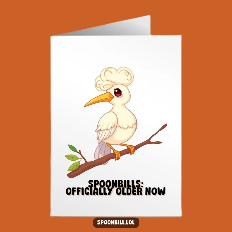 Funny Free Printable Birthday Card: Whimsical Spoonbill Bird Balancing Act Downloadable Gift