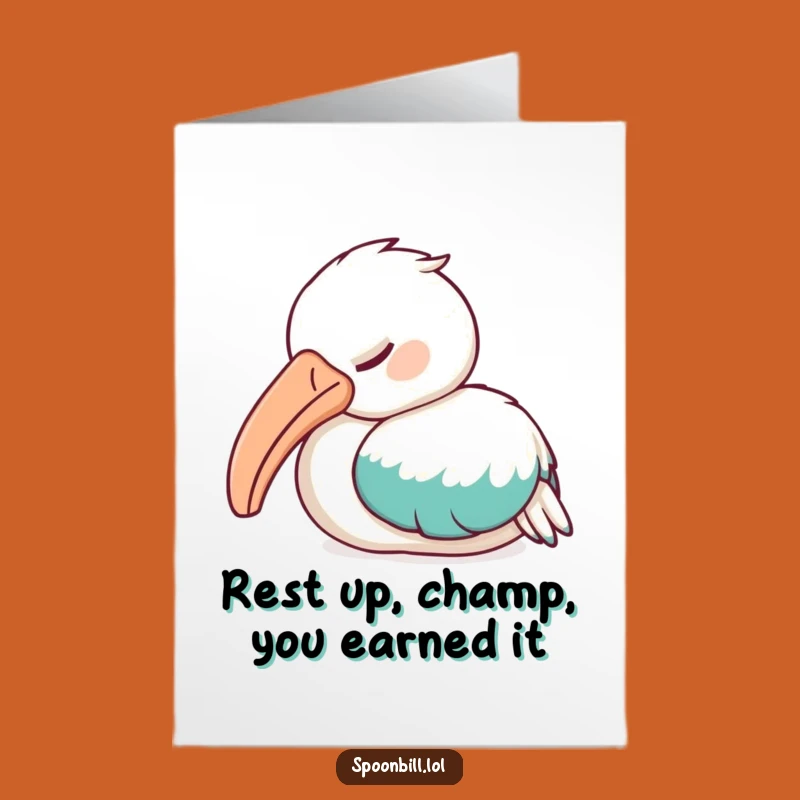 Free Printable Congrats Card: Snoozy Spoonbill Funny Downloadable Bird Art Gift