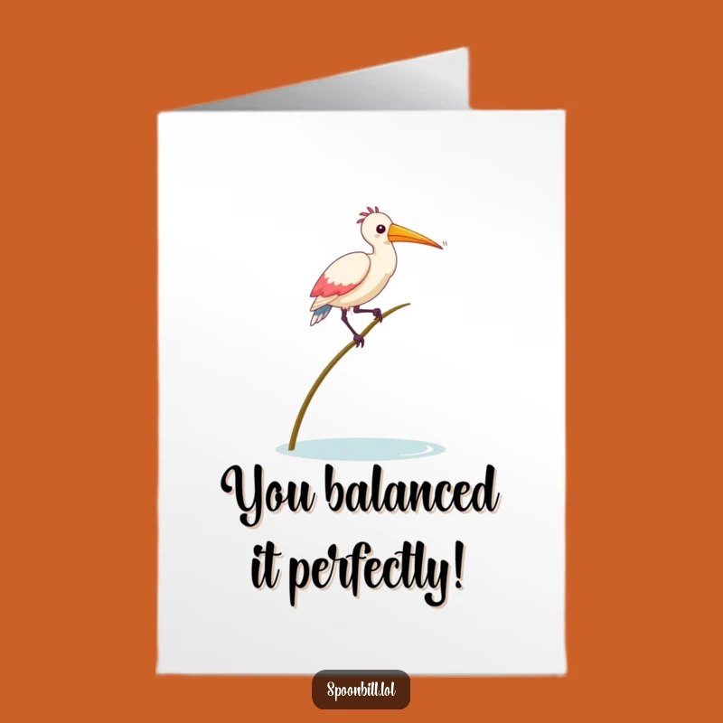 Free Printable Congrats Card: Wobbly Spoonbill Funny Downloadable Bird Art Gift