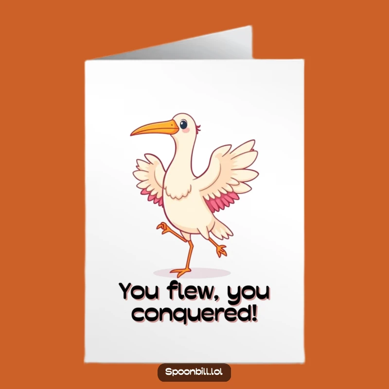 Free Printable Congrats Card: Joyful Spoonbill Dance Funny Downloadable Bird Art Gift