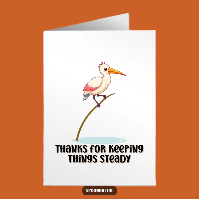 Free Printable Thank You Card: Balancing Spoonbill Funny Downloadable Bird Art Gift