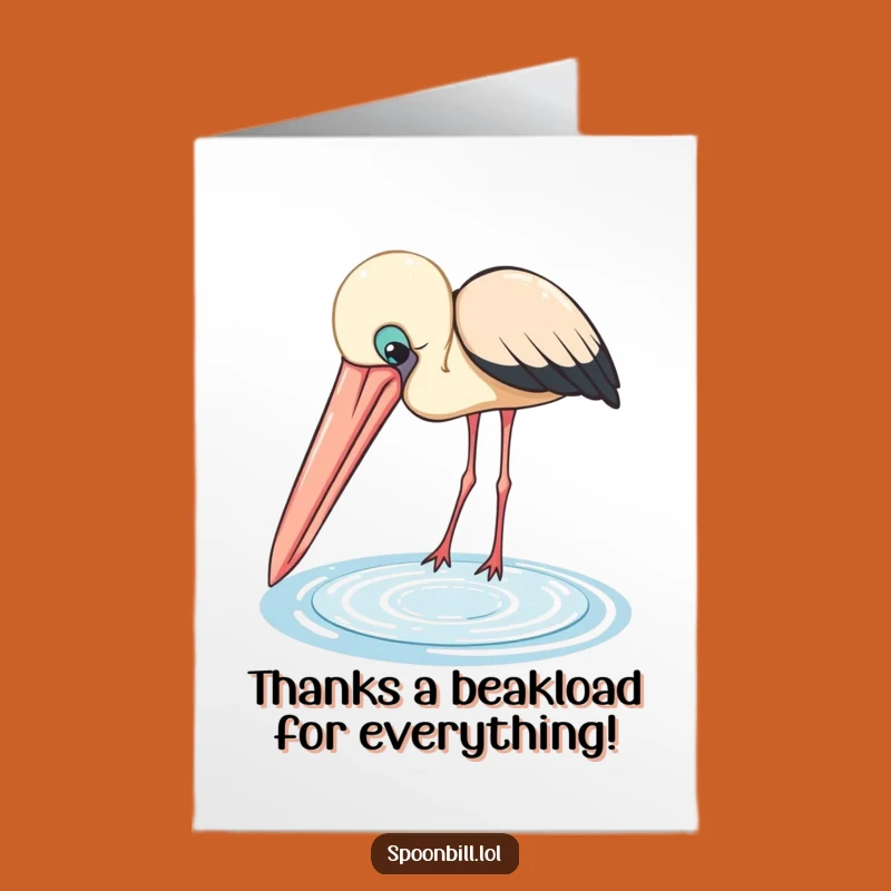 Free Printable Thank You Card: Curious Spoonbill, Heartfelt Downloadable Gift