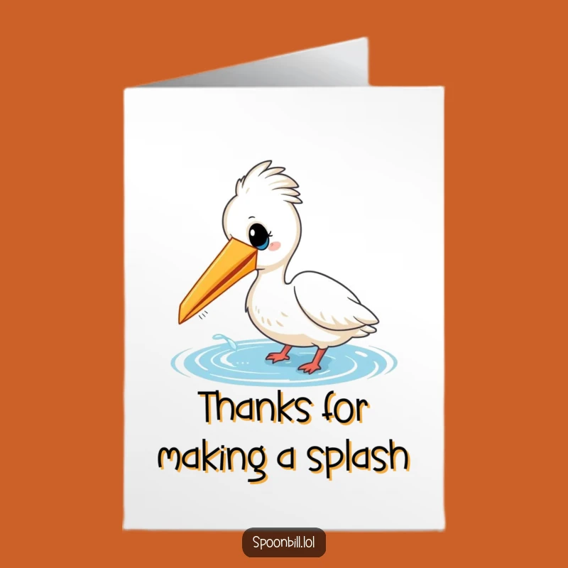 Free Printable Thank You Card: Cheerful Spoonbill Dipping Beak for Your Kindness