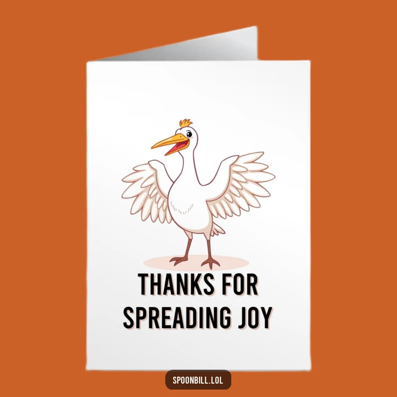 Free Printable Thank You Card: Happy Spoonbill Stretching Wings Thank You