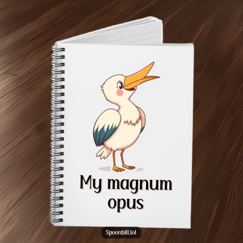 Funny Spoonbill Notebook: A joyful spoonbill creature takes a graceful bow with its beak skyward, perfect for noting down funny thoughts.