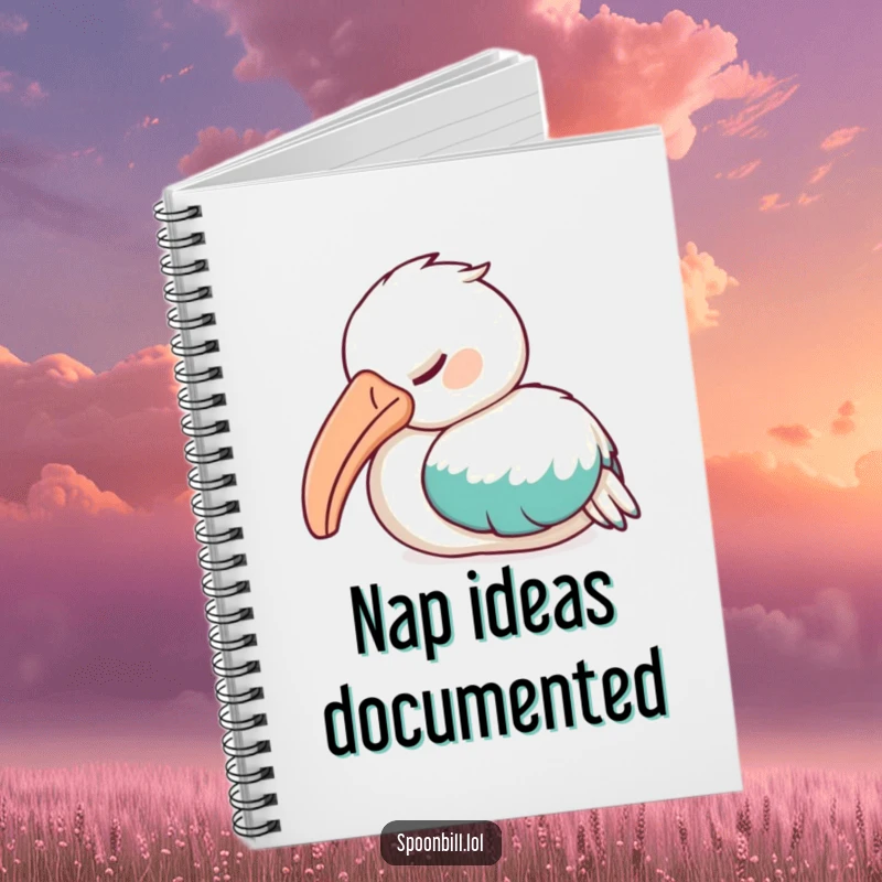 Funny Sleepy Spoonbill Bird Notebook featuring a spoonbill bird peacefully napping, ideal for quiet reflections and capturing sleepy-time ideas.