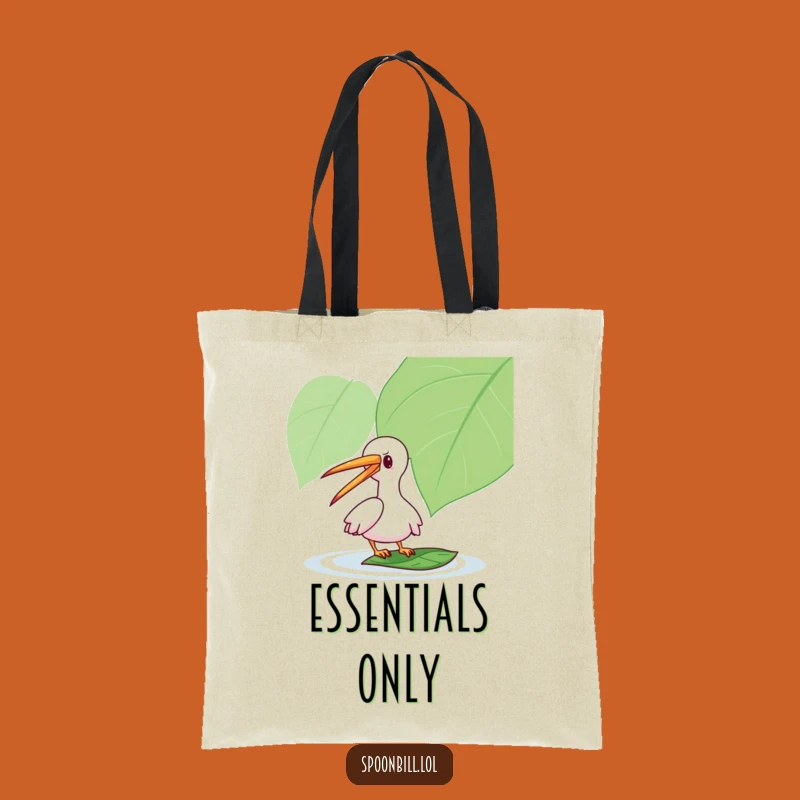Funny Spoonbill Leaf Tote Bag: Stylish Playful Bird, Carry Your Fun