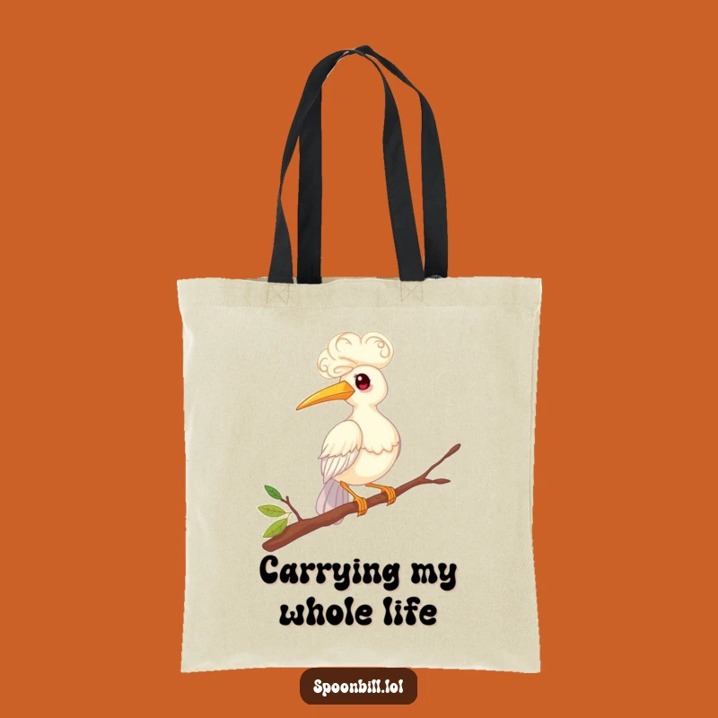 Funny Whimsical Spoonbill Bird Twig Tote Bag - Carry Your Humor in Style